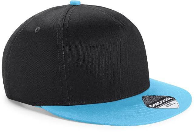 Beechfield Youth Size Snapback – Black / Surf Blue