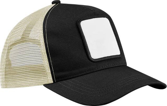Beechfield Appliqué Patch 5 Panel Trucker – Black / Stone