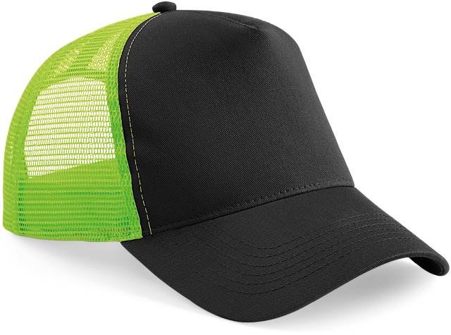 Beechfield Snapback Trucker – Black / Lime Green