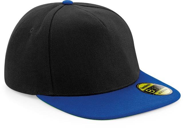 Beechfield Original Flat Peak Snapback Cap – Black / Bright Royal