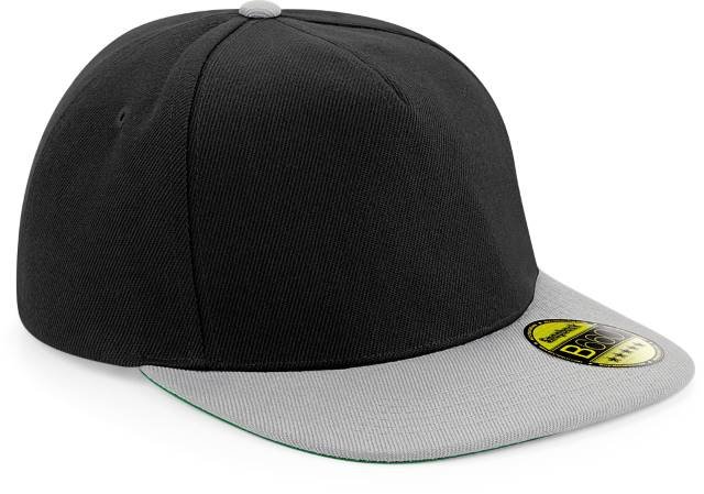 Beechfield Original Flat Peak Snapback Cap – Black / Grey