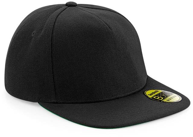 Beechfield Original Flat Peak Snapback Cap – Black / Black