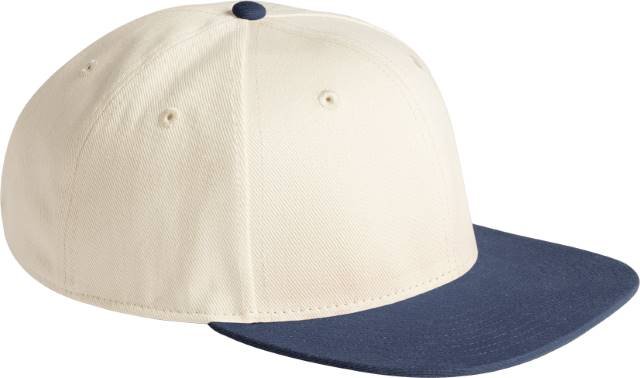 Beechfield Contrast Flat Peak 6 Panel Cap – Natural / Navy