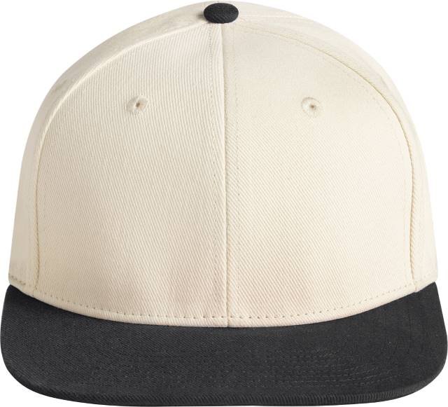 Beechfield Contrast Flat Peak 6 Panel Cap – Natural / Black