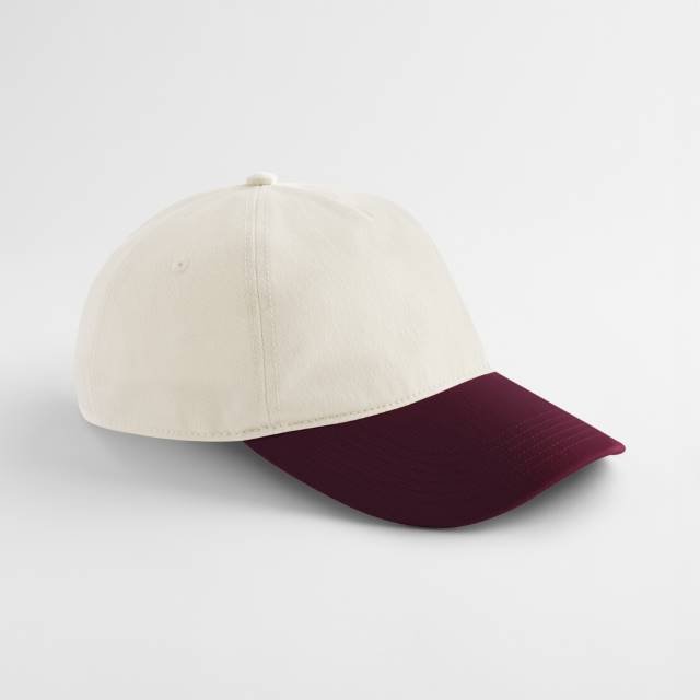 Beechfield Contrast Peak Leisure Cap – Natural / Burgundy