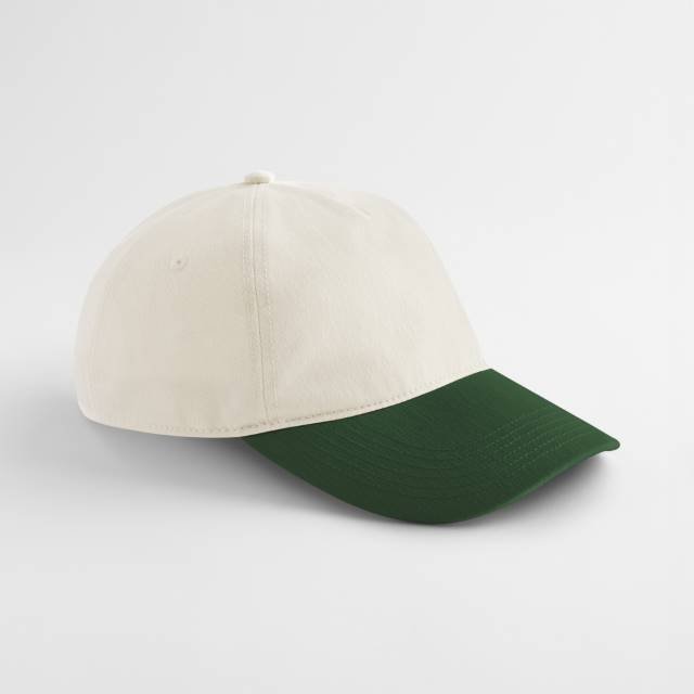 Beechfield Contrast Peak Leisure Cap – Natural / Forest Green