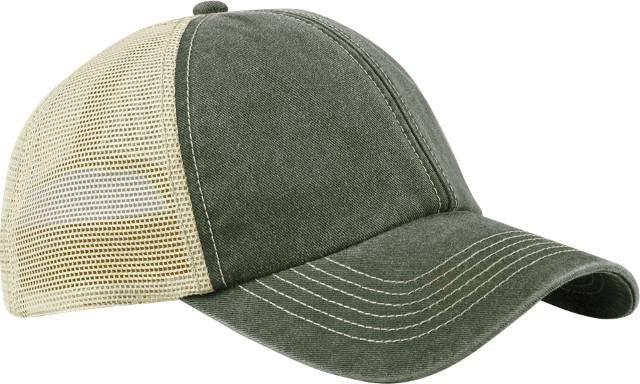 Beechfield 6 Panel Vintage Trucker – Vintage Olive / Stone