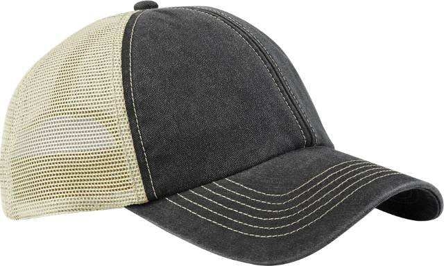 Beechfield 6 Panel Vintage Trucker – Vintage Black / Stone
