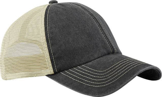 Beechfield 6 Panel Vintage Trucker – Vintage Black / Stone