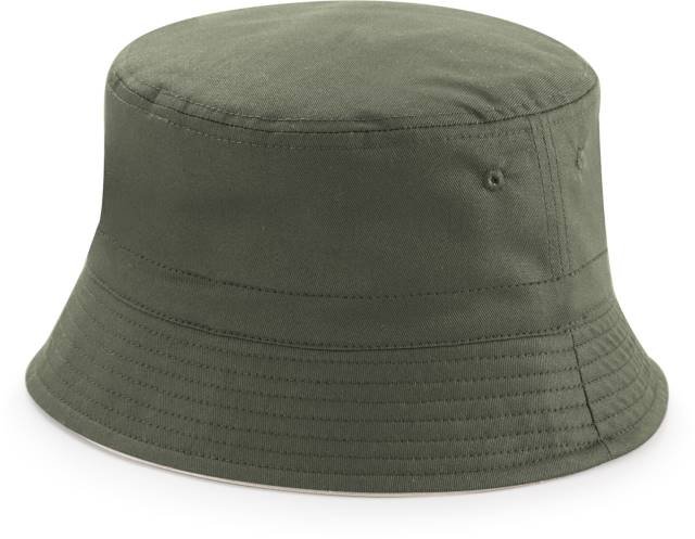 Beechfield Reversible Bucket Hat – Olive Green / Stone