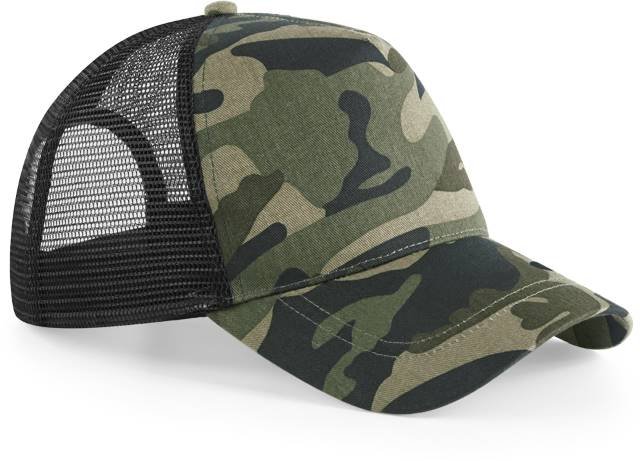 Beechfield Camo Snapback Trucker – Jungle Camo / Black