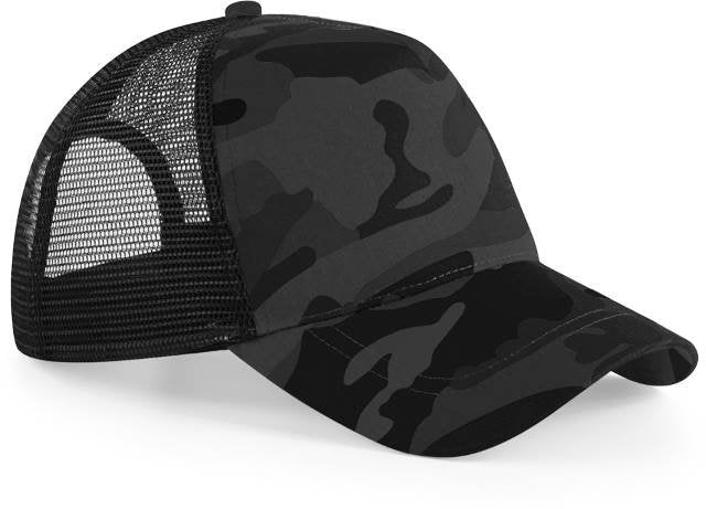 Beechfield Camo Snapback Trucker – Midnight Camo / Black