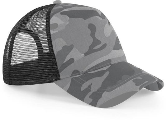 Beechfield Camo Snapback Trucker – Arctic Camo / Black