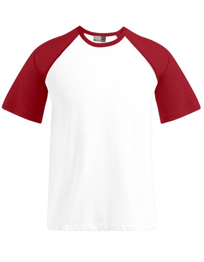 Promodoro Men's Raglan T – White / Red