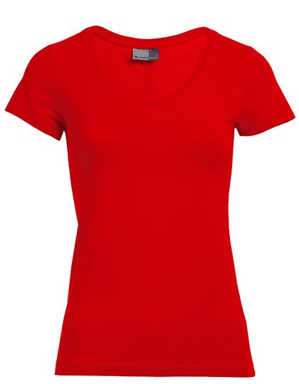 Promodoro Women's Slim Fit V-Neck-T – Fire Red