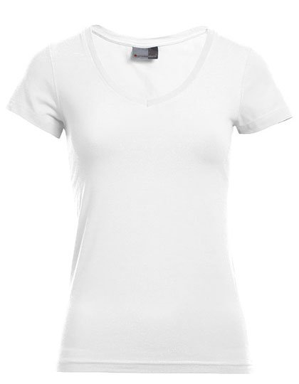 Promodoro Women's Slim Fit V-Neck-T – White