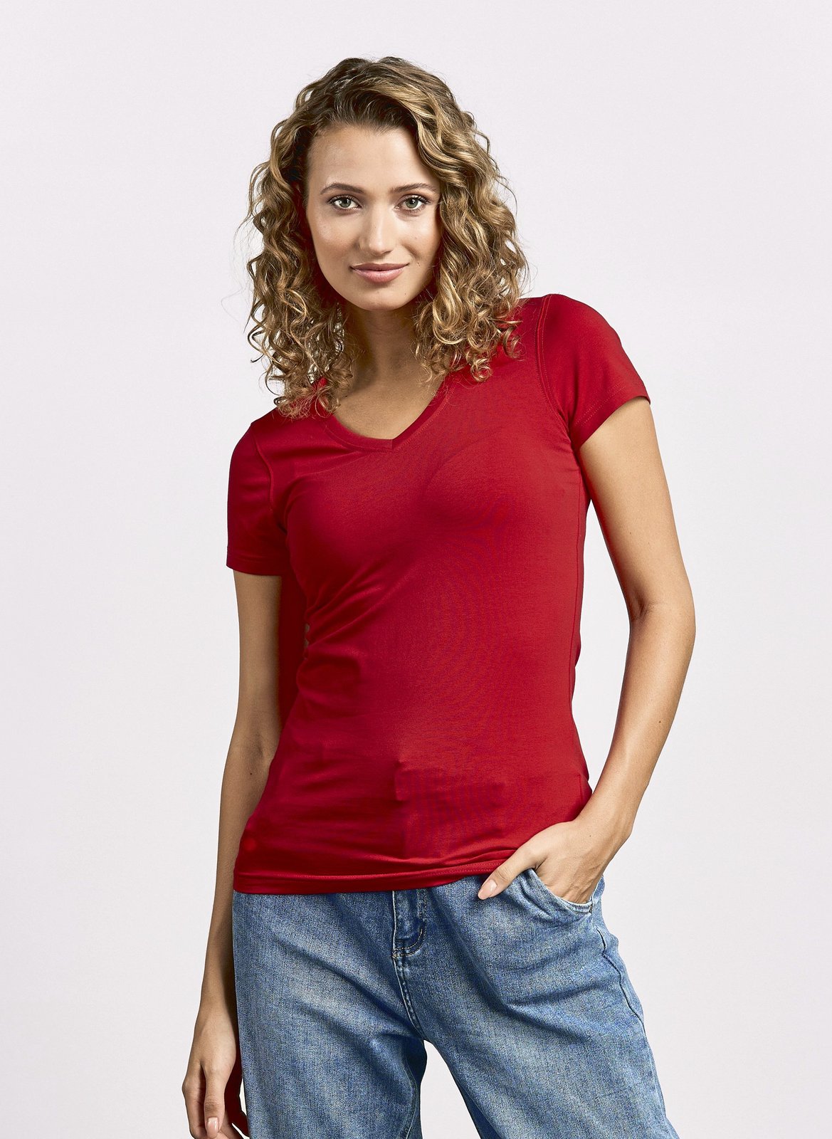 Promodoro Women's Slim Fit V-Neck-T