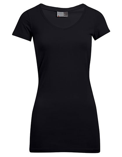 Promodoro Women's Slim Fit V-Neck-T Long – Black