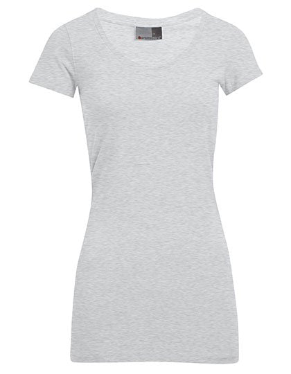 Promodoro Women's Slim Fit V-Neck-T Long – Sports Grey (Heather)