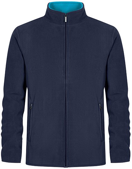 Promodoro Men's Double Fleece Jacket – Navy / Aqua
