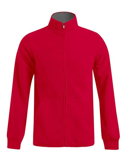 Promodoro Men's Double Fleece Jacket – Red / Light Grey (Solid)