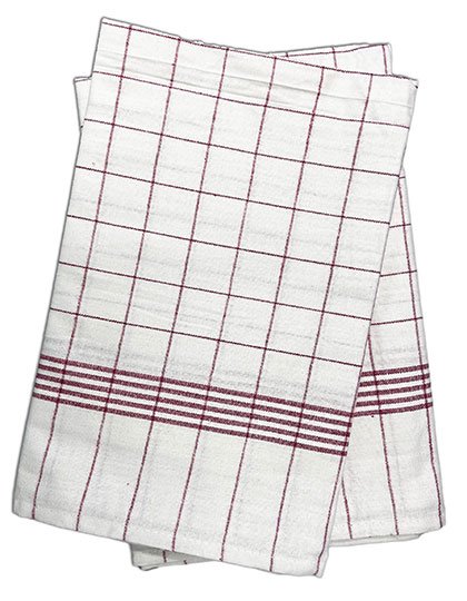 Exner Geschirrtücher, kariert (10er Pack) – White-Red Checked
