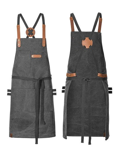 Exner Latzschürze Canvas mit Zier-Label – Graphite