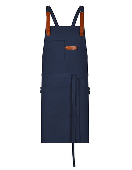 Exner Latzschürze Canvas mit Zier-Label – Navy