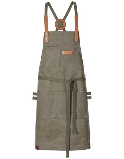 Exner Latzschürze Canvas mit Zier-Label – Olive
