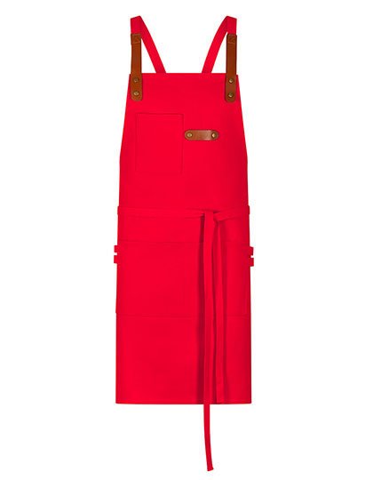 Exner Latzschürze Canvas mit Zier-Label – Red
