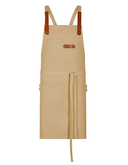 Exner Latzschürze Canvas mit Zier-Label – Sand