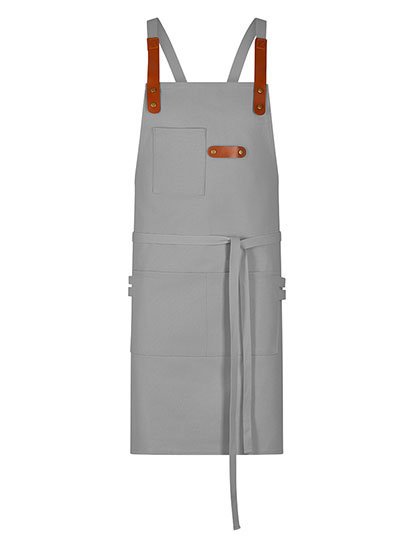 Exner Latzschürze Canvas mit Zier-Label – Silver Grey