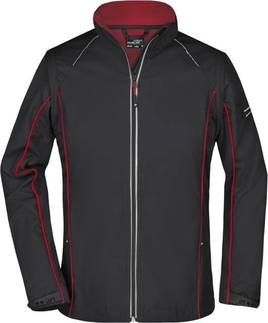 Daiber Ladies' Zip-Off Softshell Jacket – Black / Red