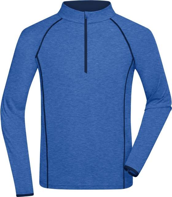Daiber Men's Sports Shirt Longsleeve – Blue Melange / Navy