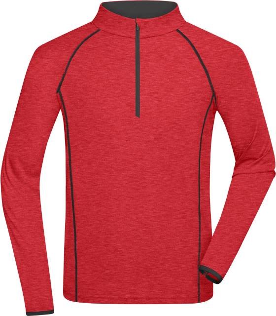 Daiber Men's Sports Shirt Longsleeve – Red Melange / Titan