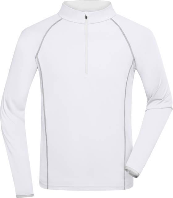 Daiber Men's Sports Shirt Longsleeve – White / Silver (Solid)