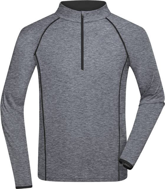 Daiber Men's Sports Shirt Longsleeve – Black Melange / Black