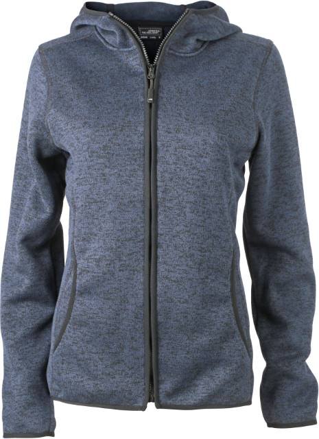 Daiber Ladies' Knitted Fleece Hoody – Denim Melange / Black