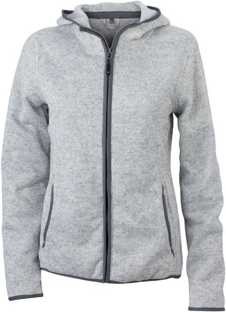 Daiber Ladies' Knitted Fleece Hoody – Light Melange / Carbon