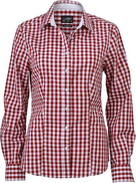 Daiber Ladies' Checked Blouse – Bordeaux / White