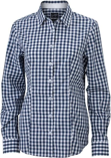 Daiber Ladies' Checked Blouse – Navy / White