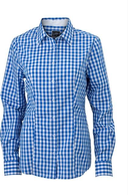 Daiber Ladies' Checked Blouse – Royal / White