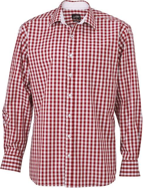 Daiber Men's Checked Shirt – Bordeaux / White