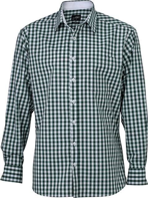 Daiber Men's Checked Shirt – Forest Green / White