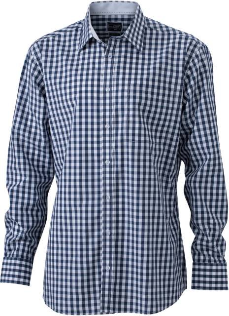 Daiber Men's Checked Shirt – Navy / White
