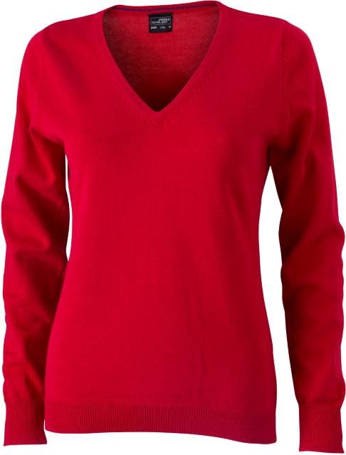 Daiber Ladies' V-Neck Pullover – Red
