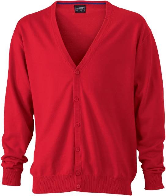 Daiber Men's V-Neck Cardigan – Red