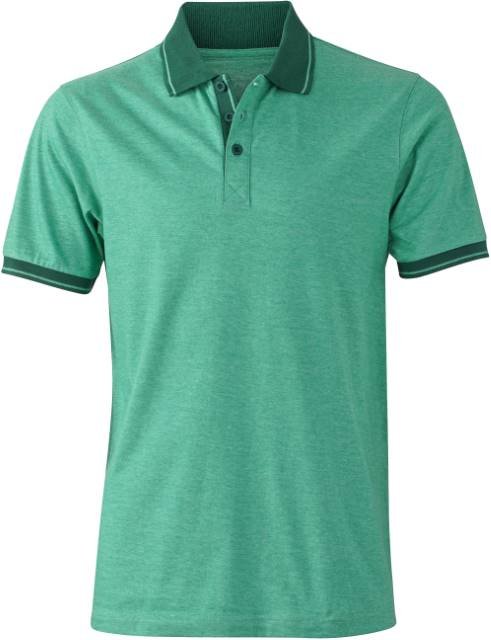 Daiber Men's Heather Polo – Green Melange / Dark Green