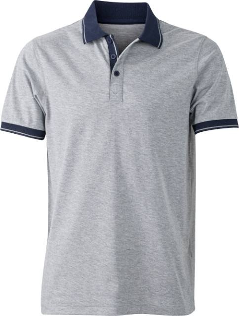 Daiber Men's Heather Polo – Grey Heather / Navy