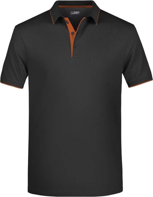 Daiber Men's Polo Stripe – Black / Orange